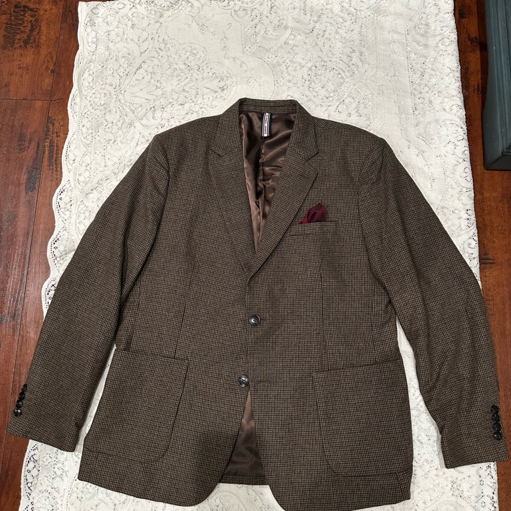 PJ Paul Jones Brown Tweed Blazer Dark Academia size L - Picture 6 of 8